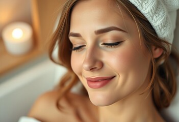 Soothing spa treatment portrait of a relaxed woman