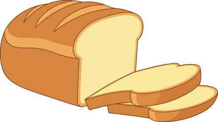 Freshly baked sliced white bread loaf warm golden crust delicious staple food breakfast bakery ingredient vector