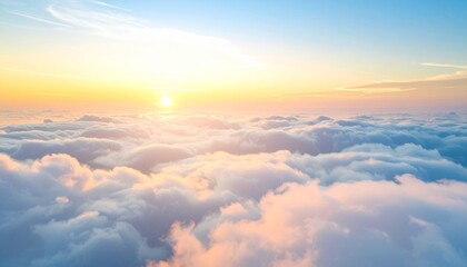 Cloudy blue sky and white sun with an aerial view