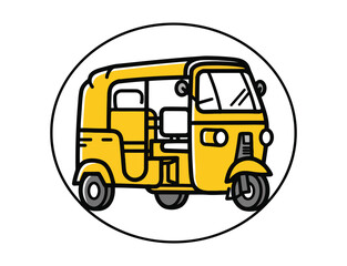 Fototapeta premium Yellow auto rickshaw, a common mode of transport
