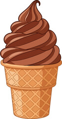 Delicious swirled chocolate soft serve ice cream cone refreshing summer treat vector