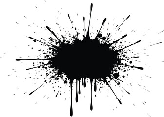 Abstract black ink splatter design element for creative projects and invitations