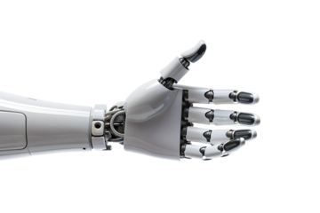 Robotic Hand Showing Thumbs Up Gesture on Background artificial intelligence isolated on a transparent background