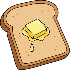 Toasted bread slice with melting butter breakfast food delicious morning meal vector