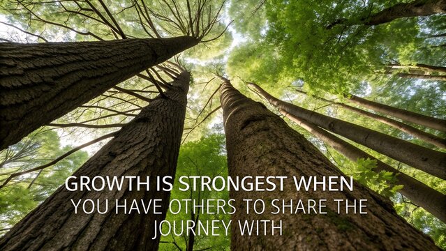 Inspirational Quote About Growth and Shared Journeys in a Forest.