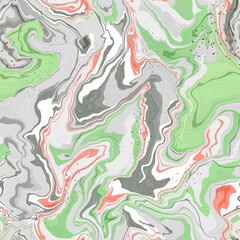 Fototapeta premium Cold winter gray, red, and green marble marbling seamless repeat surface pattern design for woman fabric fashion or wallpaper background needs