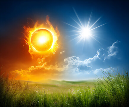energetic summer background with stylized sunbursts in various shades of yellow and orange on a brig