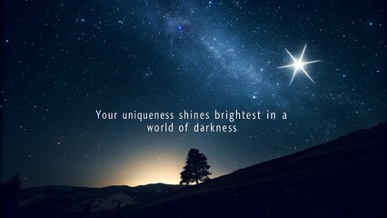 Fototapeta premium Inspirational Quote on a Starry Night Sky Background.