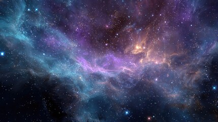 Naklejka premium A captivating view of a vibrant nebula, showcasing stunning cosmic colors and celestial formations 