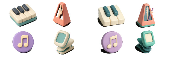 Playful modern musical icons and objects. Modern 3D Icon Set