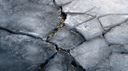 Obraz premium The surface of cracked ice reveals hidden depths, abstract art