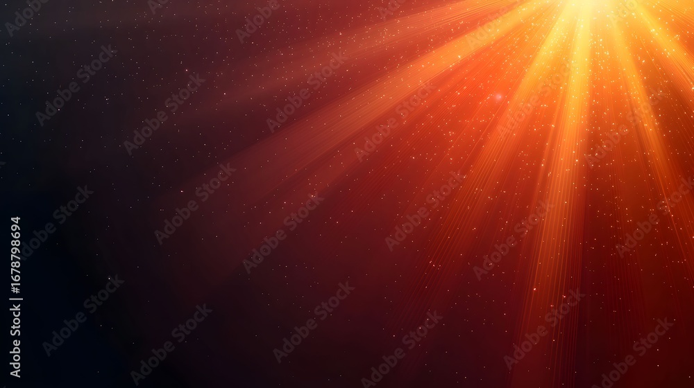 Poster the image displays beams of radiant light emanating from the upper right corner, set against a gradi
