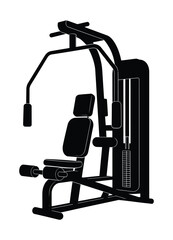 Black silhouette of a home gym machine with weight stack