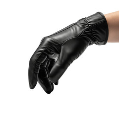 hand in a black leather glove on Isolated transparent background png. generated with AI