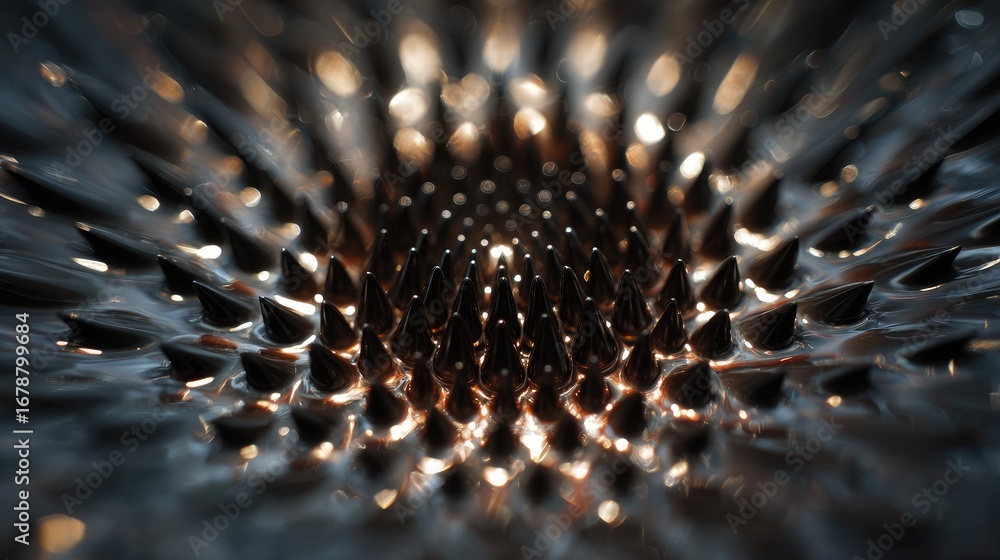 Aufkleber abstract display of magnetic fluid with complex, spiky formations and mesmerizing patterns