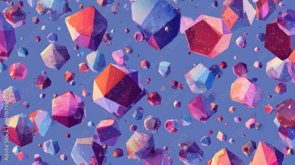 Poster abstract geometric shapes in a mesmerizing composition. these unique designs, a kaleidoscope of colo