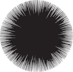 Fototapeta premium Half-circle with radiating lines in silhouette white background.