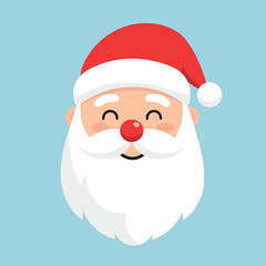 Cute Santa Claus head, flat design. Vector illustration.