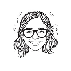 Beautiful Woman Doodle Black and White Illustration Fashion Girl Portrait Line Art Sketch Vector