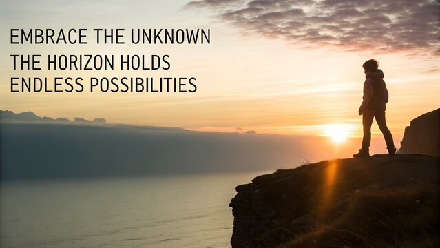 Lone Traveler Embracing the Unknown at Sunrise.