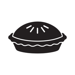 Black Silhouette Pie Icon with Crimped Crust and Steam Vents
