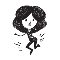 Beautiful Woman Doodle Black and White Illustration Fashion Girl Portrait Line Art Sketch Vector