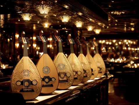 traditional qatari music instruments, such as the oud and rebab