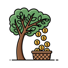 Dividend Growth Tree Illustration a Conceptual Money Tree with Growing Coins Reinvested to Build Long Term Wealth