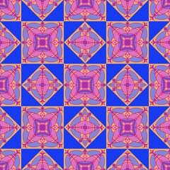 abstract seamless pattern pink blue mandala doodle art