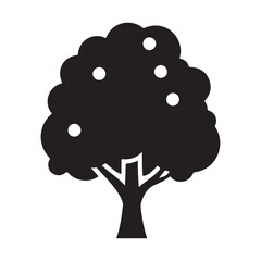 Simple Fruit Tree Icon in Black and White