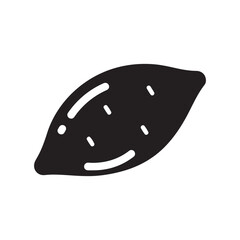 Black Silhouette Icon of a Sweet Potato on a White Background