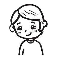 Beautiful Woman Doodle Black and White Illustration Fashion Girl Portrait Line Art Sketch Vector