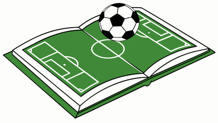 Soccer field open book with ball on top