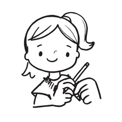 Beautiful Woman Doodle Black and White Illustration Fashion Girl Portrait Line Art Sketch Vector