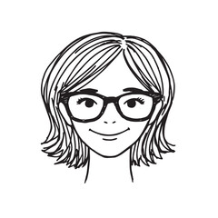 Beautiful Woman Doodle Black and White Illustration Fashion Girl Portrait Line Art Sketch Vector