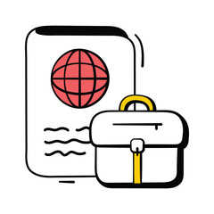 Passport and briefcase symbolizing international travel and business.