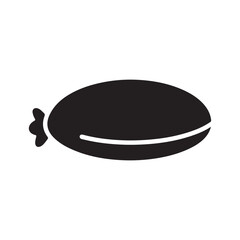 Flat Black Silhouette Icon of a Sausage with Tied End