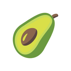 Fresh Avocado Half Vector Illustration. Ripe Green Tropical Fruit with Seed Isolated on White Background