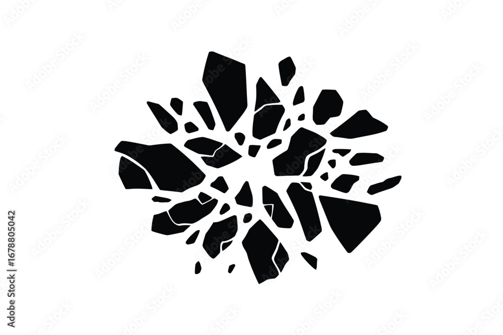 Poster abstract black shards exploding outward from a central point