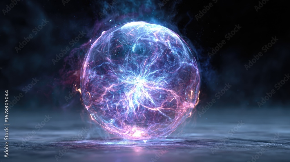 Poster a captivating and dynamic energy sphere in a mesmerizing visual display, showcasing intricate patter