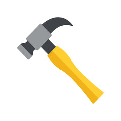 Realistic hammer with yellow handle on white background. Vector illustration. 