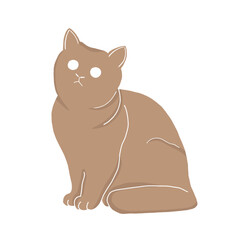 Cute and simple sitting cat vector illustration. Hand drawn Minimalist cat character icon
