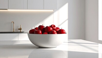 Modern kitchen with apples