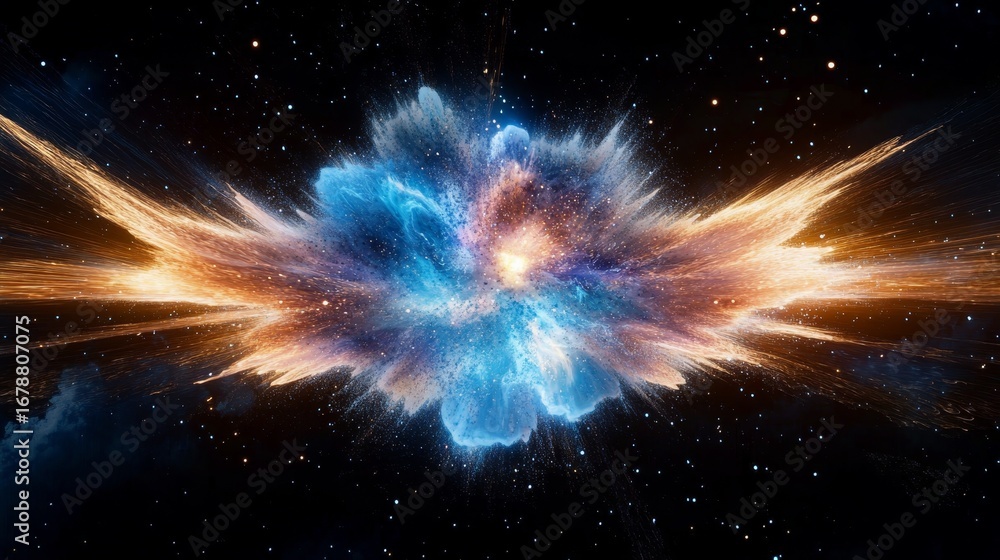 Poster cosmic collision an abstract explosion of energy with dynamic visual texture and light burst