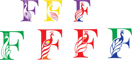 Obraz premium F letter peacock designs logo graphic design