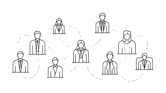 Minimalist black line art icon set for business and office corporate finance marketing communication productivity startup and teamwork essentials