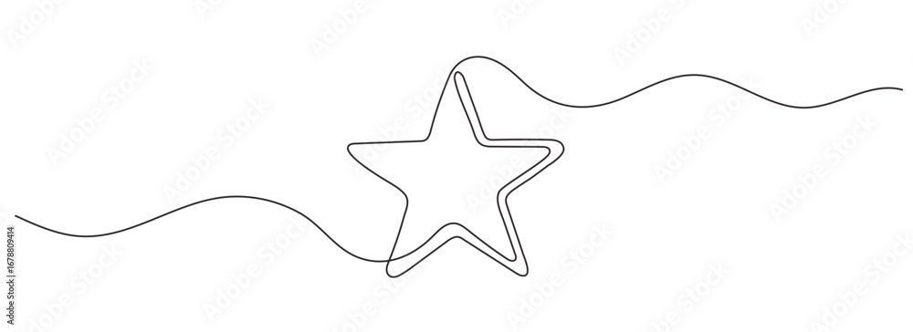 Poster continuous one editable line of stars. minimalistic vector drawing