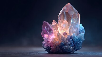 Fototapeta premium a cluster of radiant crystals with stunning luminescence, emanating ethereal beauty