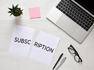 Manager ending subscription tearing paper contract on office desk