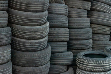 Background Old Car Tires Close-Up